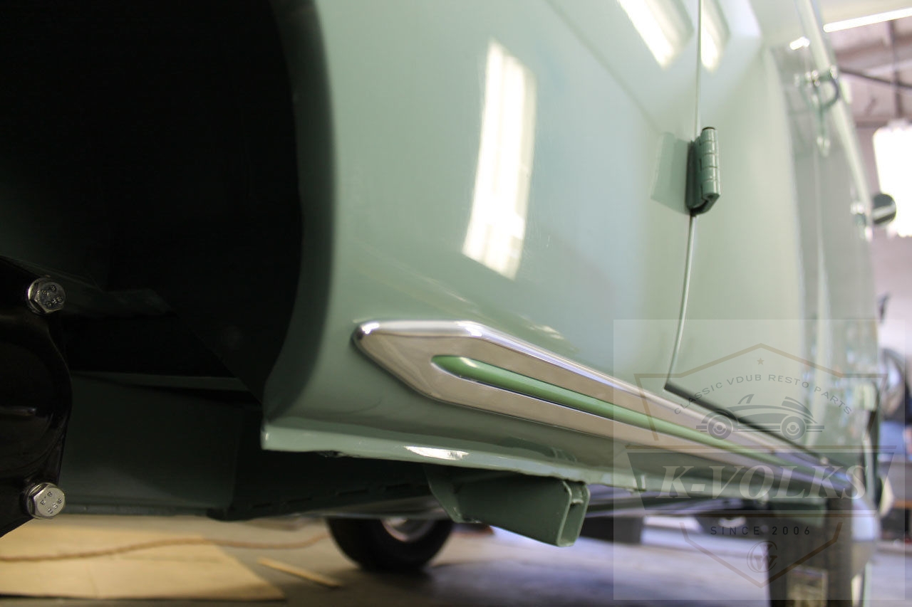 VW Split Screen Deluxe Rocker Sill Trims Aluminum in Mirror Polish Pair